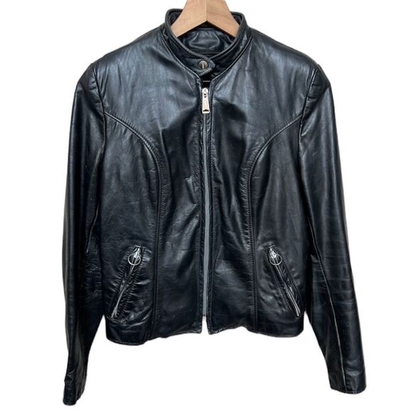 Brooks Vintage 1980’s Leather Moto Bomber Jacket Size Small - Picture 1 of 11